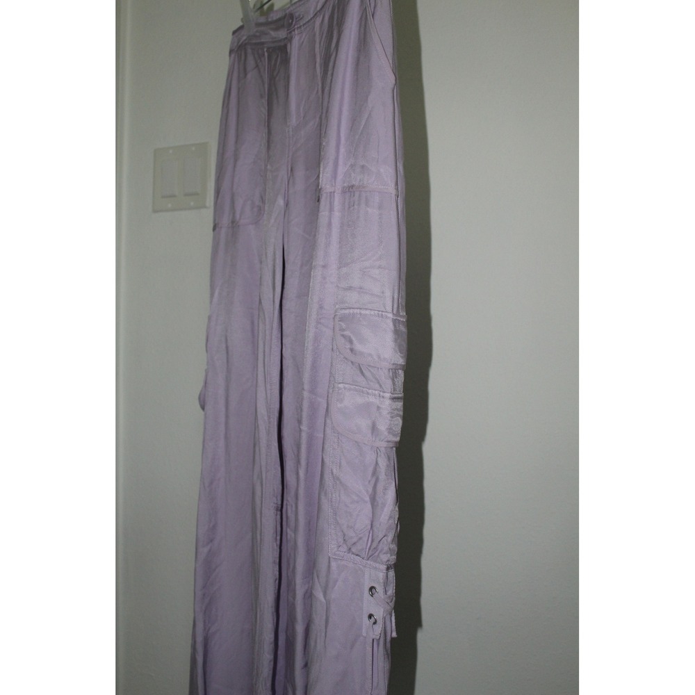 Anthropologie Lavender Wide Leg Cargo Pants Lace Up Detail Purple Women's Size 2 - Picture 3 of 12